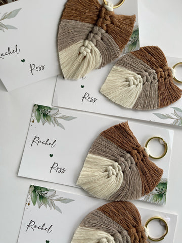 Brown Leaf Macrame Keychain | Uniq Favors