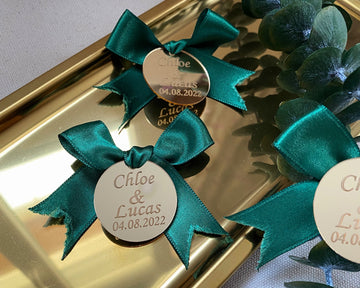 Personalized Save The Date Tag, Acrylic Wedding Mirror Tag, Wedding Magnet Favors, Custom Engagement Name Tag, Unique Wedding Favors